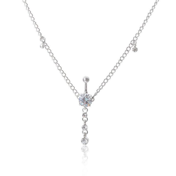 1pc%20Rhinestone%20Dangle%20Belly%20Button%20Ring%20With%20Waist%20Chain%20Drop%20Pendant%20Navel%20Piercing%20Stainless%20steel%20for%20Women%20Body%20Jewelry%20-%20Image%203
