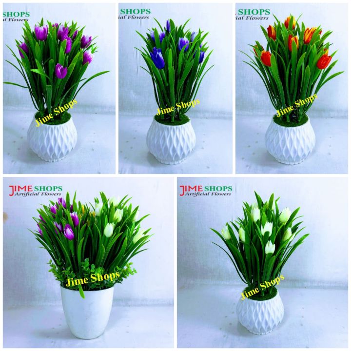 Artificial Tulip Flower In Plastic Vases Jime Shops Tulips Flower Plants Daraz Com Bd