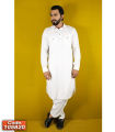 Classic White Lilen Kabli Set For Men - Panjabi - Panjabi For Men. 