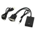 Vga To HDMI Compatible+3.5mm Conversion Cable, Vga To HDMI Compatible With Audio,.