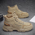 Autumn and spring men's shoes, high-top martin boots, rhubarb cargo boots, snow boots, mid-top cotton shoes, trendy shoes, men's boots, British style.