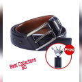Black Leather Formal Belt For Men (Leather Key Ring FREE).