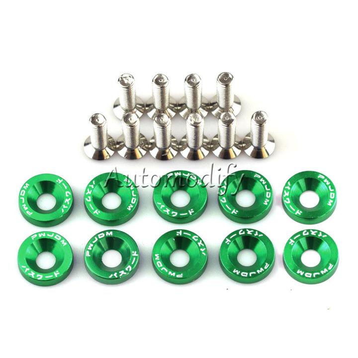 10PCS M6 JDM Car Modified Hex Fasteners Fender Washer Bumper Engine Concave Screws Fender Washer License Plate Bolts Car