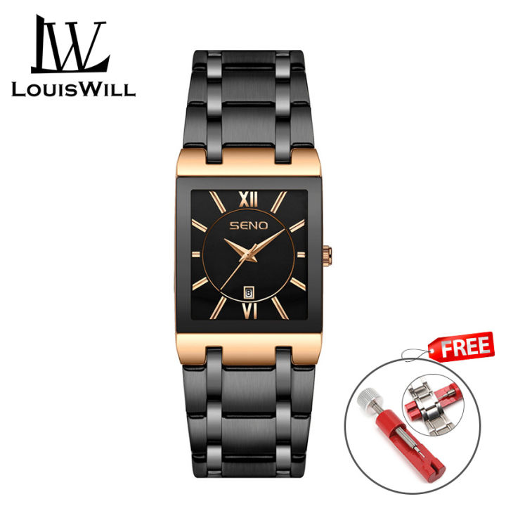 LouisWill Men's Watch Fashion Watch Square Watch With Calendar Nightlight 30M Waterproof Watch Steel Band Watch Quartz Watch Men Wrist Watch Casual Fashion Watch Business Wristwatches