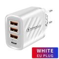 20W USB Fast Wall Charger USB Type C PD Charger 3.0 Digital 3 USB Quick Charging For iPhone 14 13 Samsung Xiaomi EU US UK Plug. 