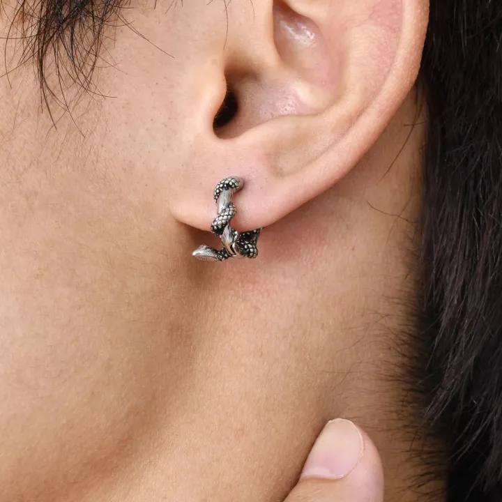 Men's%20Snake%20Earring%20Hoop%20Huggies,%20Never%20Fade%20Silver%20Color%20Stainless%20Steel%20Round%20Hoop%20Earring%20for%20Male%20Boys,%20brincos%20masculinos%20-%20Image%202