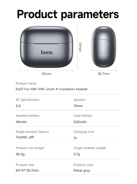 Hoco%20EQ27%20Original%20100%25%20Smart%20AI%20translation%20TWS%20Wireless%20Earbuds%20Bluetooth%205.4%20Noise%20Cancellation%20ANC+ENC%20noise%20HIFI%20Stereo%20Built-In%20Microphone%20Support%20online%20translation%20in134%20languages%20headset%20-%20Image%208