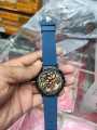 Orix New Attractive Design Stainless Steel Dial Case Round Black Dial Black Rubber Strap Fashionable Watch For Men.
