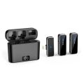 Wireless Lavalier Microphone Mini Portable Lapel Mic Dual-Channel Audio Video Voice Recording LCD for iPhone Android Live Stream.