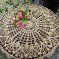 Round Cotton Hand Crochet Hollow Out Tablecloth Wedding Dining Table Cloth Cover.