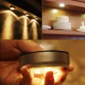 Pack of 3 Warm White LED Under-Unit Lights with 3 LEDs, 3000 Kelvin, Battery Operated, Kitchen Cabinet Lighting, Display Lighting - Table Lamp - Table Lamp - Table Lamp - Table Lamp. 