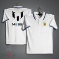 Messi Short Sleeve Collar polo Football Jersey For Men - Half Sleeve Collar Polo Messi t shirt - Argentina Jersey.