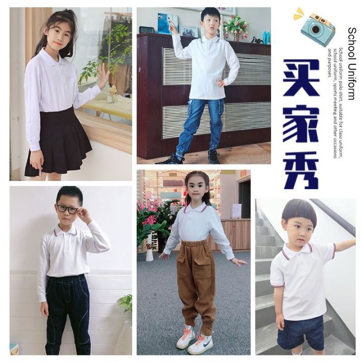 Elementary%20and%20junior%20high%20school%20students%20white%20school%20uniform%20polo%20shirt%20long%20sleeve%20T-shirt%20high%20school%20students%20autumn%20and%20winter%20fleece%20thickened%20base%20shirt%20lapel%20-%20Image%204