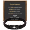 2024 Wholesale Leather Bracelet Braided Bangle with Stainless Steel Clasp Family Friendship Card Statement Jewelry for Men.