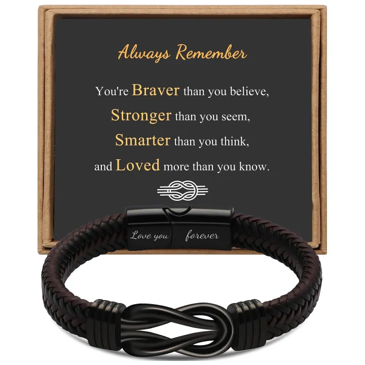 2024%20Wholesale%20Leather%20Bracelet%20Braided%20Bangle%20with%20Stainless%20Steel%20Clasp%20Family%20Friendship%20Card%20Statement%20Jewelry%20for%20Men%20-%20Image%206