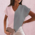 Sunnyheart Tee Shirt Soft Material Leisure Female Contrt Color T-shirt.