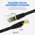 AMPCOM CAT7 Ethernet Cable (10G 600MHz), Shielded Flat RJ45 Network Patch Cord, 50u Gold Plated Lead, Polyester Braided. 
