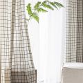Linen Textured Blackout Curtains for Living Room, Modern Geometric Stripe Pattern Curtain, Flax Color, Light Reducing Drapes.