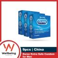 Durex Extra Safe Condoms - Combo Pack (9 pcs) - Easy-On Shape, Dermatologically Tested, 56mm Nominal Width. 