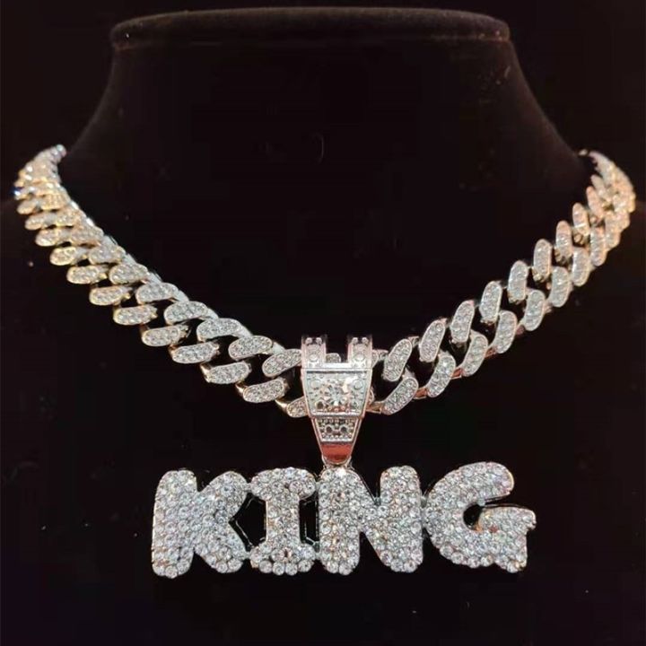 Men%20Women%20Hip%20Hop%20KING%20QUEEN%20Letter%20Pendant%20Necklace%20with%2013mm%20Miami%20Cuban%20Chain%20Iced%20Out%20Bling%20HipHop%20Necklaces%20Fashion%20Jewelry%20-%20Image%202