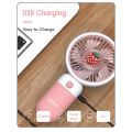 HODEKT Mini Fan Rechargeable USB Handheld Portable Electric Fan Powerful will Shine Cute Design Student Dormitory Office Desktop Cartoon Rabbit Ears Rechargeable Handheld Fan FN20. 