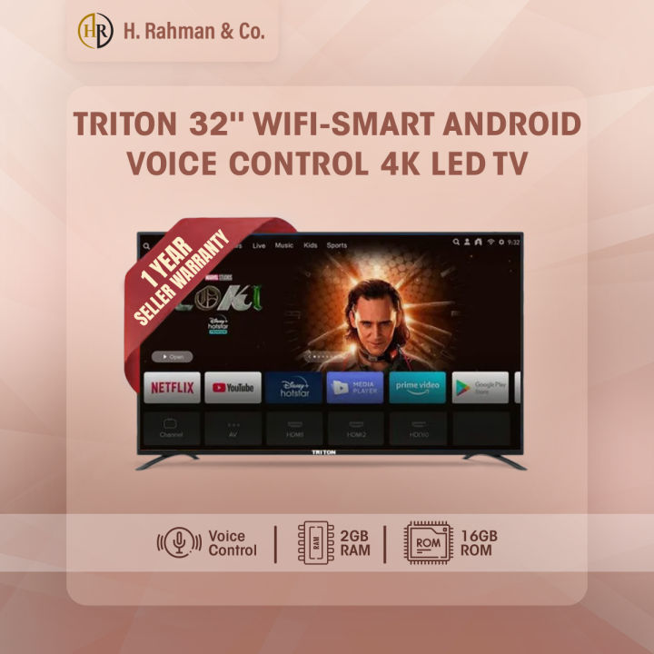 TRITON 32'' WiFi-SMART Android-Voice Control 4K LED TV (2GB RAM + 16GB ROM): Simplify Entertainment with Ease