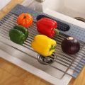 Kitchen Rolling Dish Drainer Roll Up Dish Drying Rack Over The Sink kitchen accessories,storage organization Foldable bowl shelf.