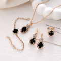Four Piece Jewelry Set, Fashionable and Versatile with Diamond Embellishments, Oval Necklace, Ring, Bracelet, Earrings, Suitable for Women and Girls. 