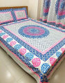 Block Print Cotton 1 Bed sheet 2 pillow covers.