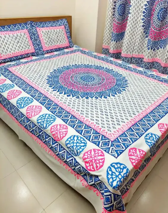 Block%20Print%20Cotton%201%20Bed%20sheet%202%20pillow%20covers%20-%20Image%202