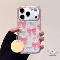 Pink Silver Bow Transparent Bracelet Case Compatible for IPhone 11 16 13 15 12 17 14 Pro Max XR X XS Max 7 Plus 8 Plus 6 8 16 6s 15 14 Plus SE 2020 Air Glitter Powder Silicone Case. 
