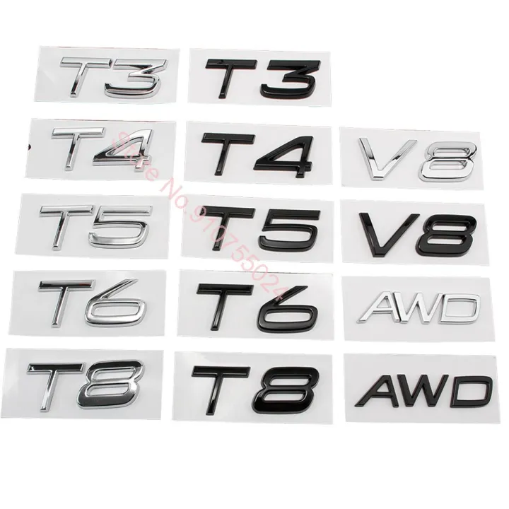 T8 Numbers ABS Letters Numbers Emblem T0 T3 T4 T5 T6 T8 V8 AWD Trunk Lid Badge ...
