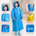 Korean Style Kid's Rain Poncho with Safety Reflective Stripes Students Waterproof Full-body Raincoat Reserved Backpack Space. 