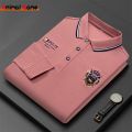 Korean Fashion Men's Polo T-shirt Long Sleeves Embroidered Logo Polo Shirt Lapel Breathable Top Streetwear Loose Ropa Hombres. 
