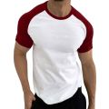 Mens Summer T-shirts Casual Sport Color Block Raglan Sleeves O-neck Skinny T Shirt Stitching Bodybuilding Baseball Male Top Tees.