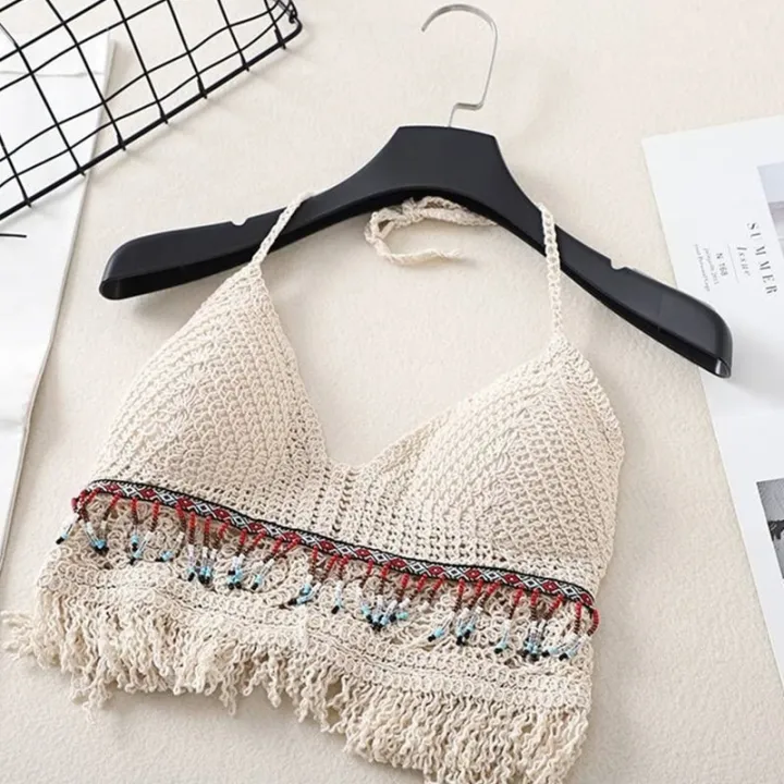 Boho%20Beach%20Holiday%20Camisole%20Halter%20Women%20Crochet%20Knit%20Swimsuit%20Bra%20Backless%20Vest%20Hollow%20Tassel%20Tank%20Top%20Women's%20Crop%20Tops%20-%20Image%205