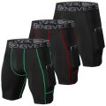 ZengVee 3pcs Men's Comfy Compression Shorts, Active Quick Dry High Stretch Base Layer Sportswear For Sports Gym. 