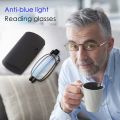 Retractable Folding reading glasses men's anti-blue light metal frame Foldable Readers Presbyopia Glasses lighter case +1.5.