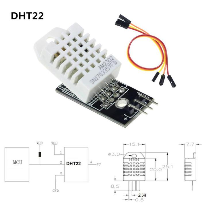 DHT22 DHT-22 DC 3.3V-5V 3 Pin Temperature And Relative Humidity Sensor AM2302 Module With Matching Doupont Cable Digital Temperature Humidity Sensor Module For Arduino Electronics Circuitry & Parts