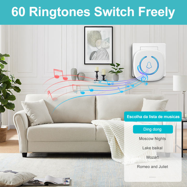 Wireless%20Doorbell%20Intelligent%20Welcome%20Door%20Bell%20300M/984%20FT%20Remote%2060%20Songs%20Melodies%20Home%20Smart%20Doorbell%20US%20EU%20Plug%20Optional%20-%20Image%203