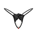 Mens Lingerie Crotchless T-back Underwear Rhinestone Metal Chain Pendant Embroidered Thongs Low Waist Sissy Briefs Underpants. 