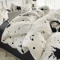 Nordic Washed Cotton Floral Bedding Set Soft Duvet Cover Flat Sheet with Pillowcases Print Bed Linen Bed Cover Four Piece Sets. 