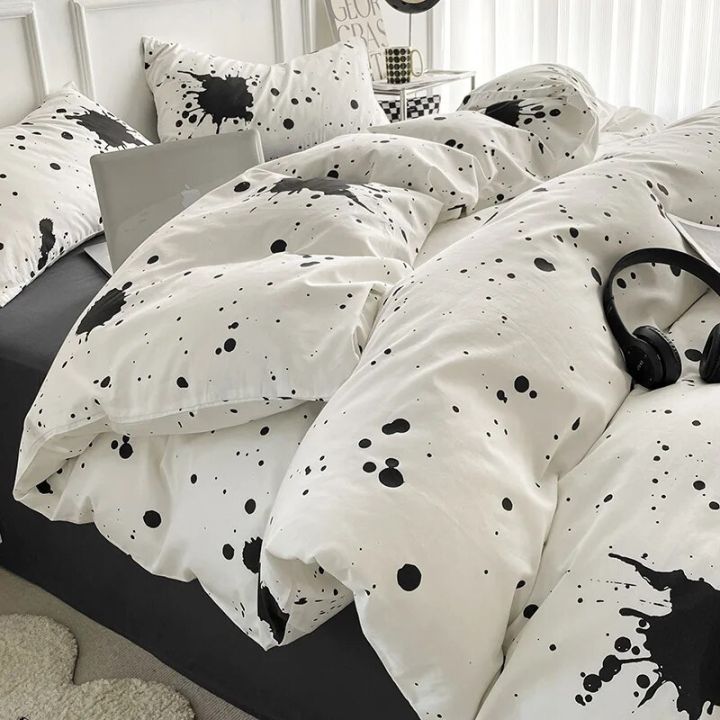 Nordic%20Washed%20Cotton%20Floral%20Bedding%20Set%20Soft%20Duvet%20Cover%20Flat%20Sheet%20with%20Pillowcases%20Print%20Bed%20Linen%20Bed%20Cover%20Four%20Piece%20Sets%20-%20Image%202