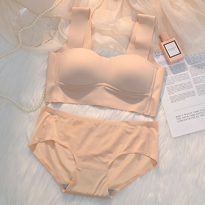 Korean%20Bra%20Briefs%20Set%20Women's%20Underwear%20Panty%20Fashion%20Push%20Up%20Bra%20Ice%20Silk%20Top%20Girl's%20Non%20Steel%20Ring%20Lingerie%20Suit%20-%20Image%204