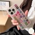 Cartoon Flower Black Kitten Love Heart Cat Candy Color Cover Compatible for IPhone Air 17 16 13 15 14 12 11 Pro Max 16 11 15 13 12 14 Pro 3D Keyboard Stress Relief Entertainment Soft Case.