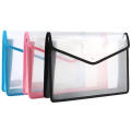 Press Button File Folder Flexible A4 Size Transparent Document Bag Waterproof Plastic Paper Organizer for Office Supplies. 