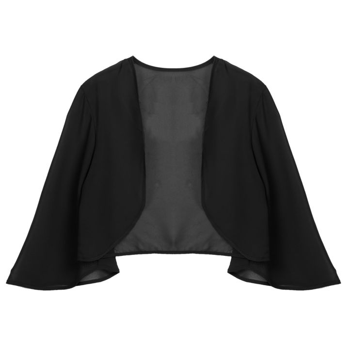 Womens%203/4%20Sleeve%20Chiffon%20Cardigan%20Bolero%20Elegant%20Summer%20Ladies%20Wedding%20Wraps%20Shrug%20Bridal%20Bolero%20Long%20Shawl%20Evening%20Cover%20Up%20-%20Image%207