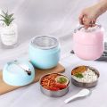 Smart Lunch Box Stainless Steel 1 Liter Miti Spring, Hot Carrier Lunch Box Stainless Steel Office 2 Layers Container With Spoon , Hotpot Lunch Box (1000 ml),Gift And Home Decoration. 