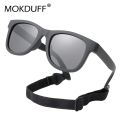 0-2 Years Baby Polarizrd Sunglasses with Belt Flexible Durable Square Silicone Frame Mirrored UV400 Lens Eyewear for Kids.