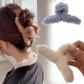 Ins Furry Hair Clip Hair Catching Clip- Shark Clip- Solid Color Hair Clips -Barrette Hair Accessories Female Simple Plastic Headwear. 